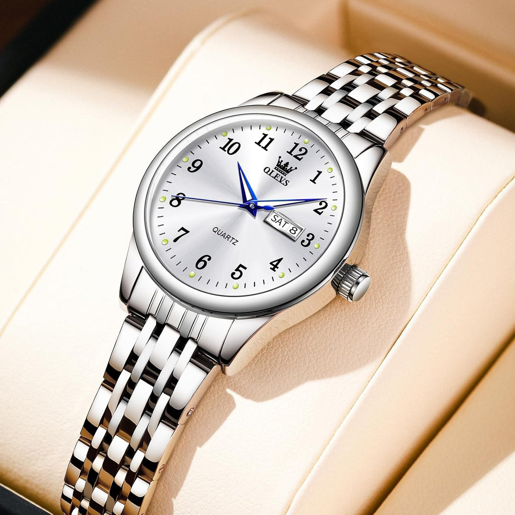 OLEVS Reloj de Lujo para Mujeres, Modo Pequeño de Muñeca, Acero Inoxidable, Reloj para Damas, Calendario