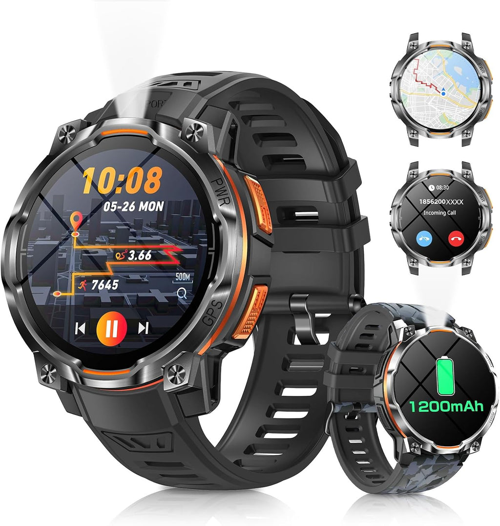 Reloj inteligente militar para hombres,GPS incorporado,120 días en espera