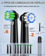 Cepillo de dientes eléctrico giratorio para adultos, 8 cabezales de