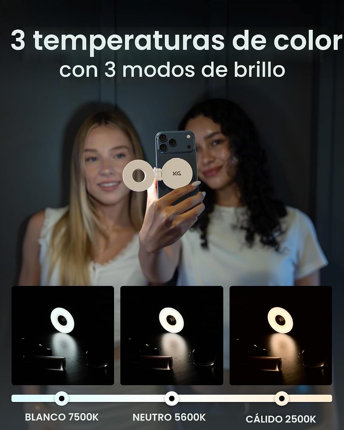 KraftGeek Luz magnética para selfie para iPhone, luz de anillo portátil
