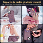 SKYLMW - Funda compatible con iPhone 15, con soporte magnético invisible tipo anillo, funda translúcida de grado militar para iPhone 15 de 6.1 pulgadas, compatible con MagSafe, rojo vino