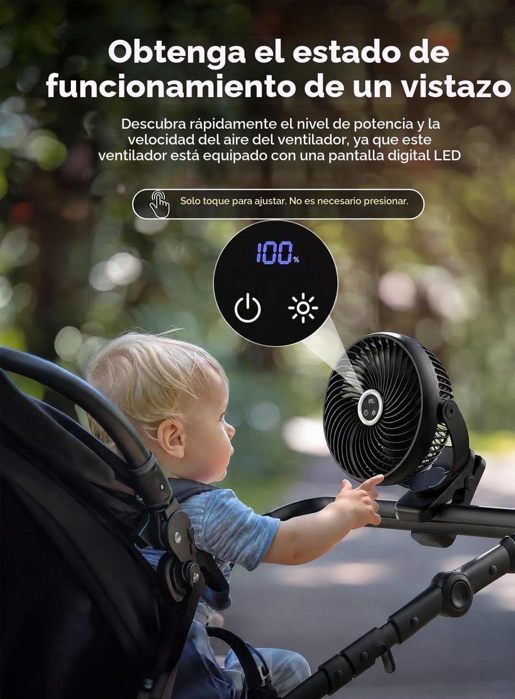 Koonie Ventilador portátil con clip de 10000 mAh con linterna LED y...