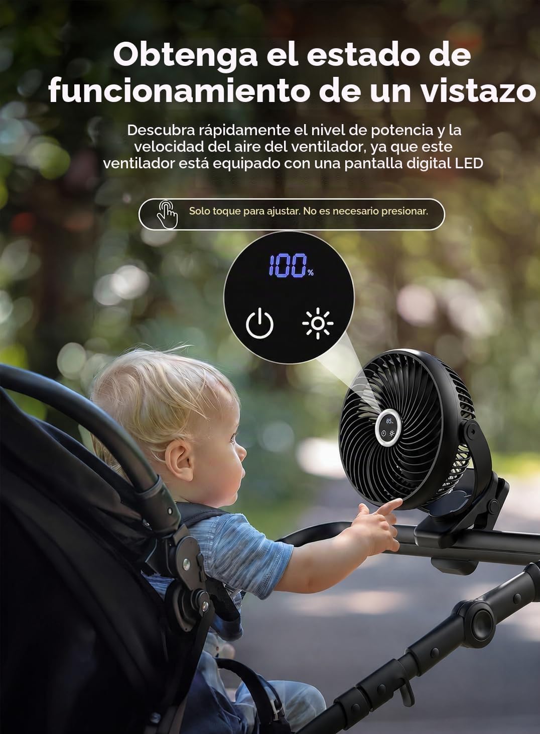 Koonie Ventilador portátil con clip de 10000 mAh con linterna LED y...