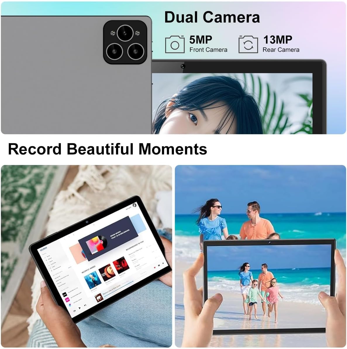 Crelander Tablet Android 13 de 10.1 pulgadas con ranura para tarjet...