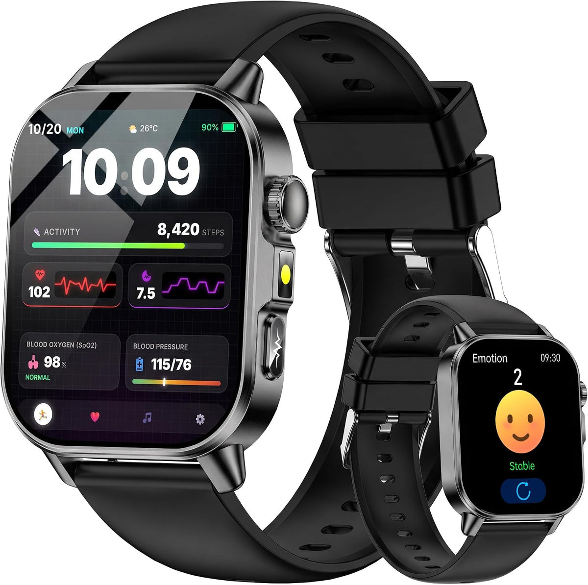 Smartwatch para hombres y mujeres, pantalla HD de 2.0" con GPS opcional? (no se especifica) – Rastreador de actividad con monitor de ritmo cardíaco y presión arterial, oxígeno en sangre y sueño, 136 modos deportivos, resistente al agua IP68