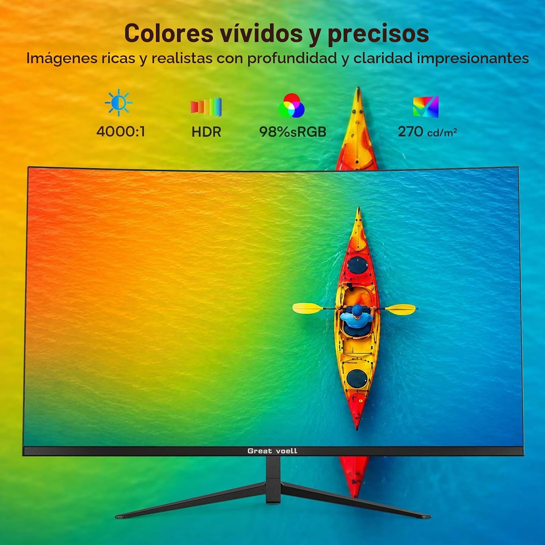 Great voell Monitor de computadora curvo de 27 pulgadas, pantalla F...