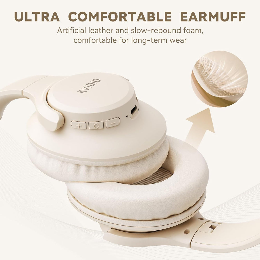 KVIDIO Auriculares Bluetooth sobre la oreja, auriculares inalámbric...