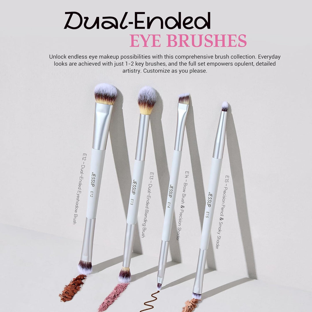 Jessup Juego de 7 brochas de maquillaje de doble extremo, base sint...