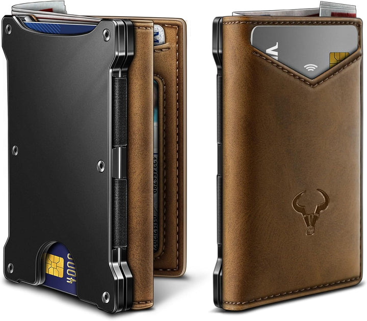 BULLIANT Cartera para hombre, delgada con bolsillo frontal, de cuer...