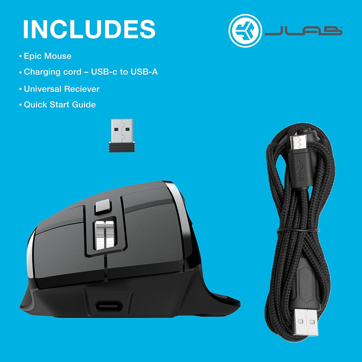 JLab, Ratón épico, inalámbrico, Bluetooth, multidispositivo, pantal...