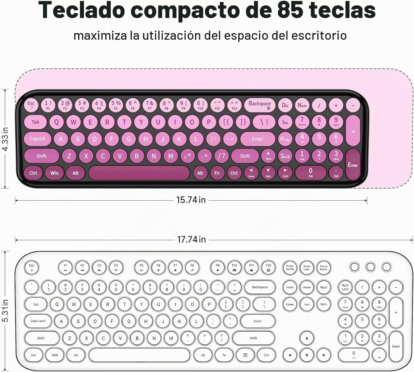 MOFII Combo de teclado y mouse inalámbricos, teclado pequeño compac...