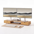 Soporte de bambú para monitor doble, estante de escritorio natural