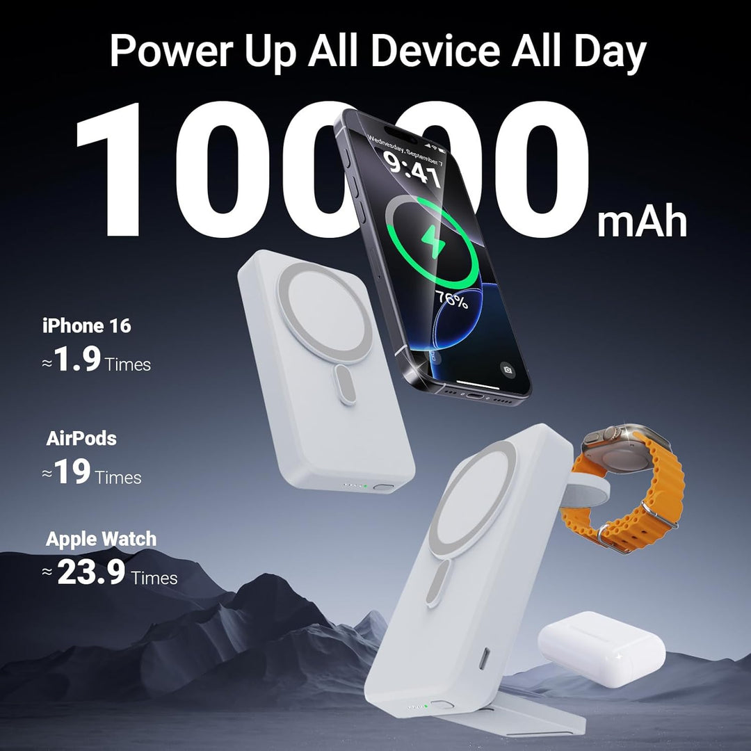 Kysson Cargador Portátil 3 en 1, Banco de Energía Plegable de 10000...