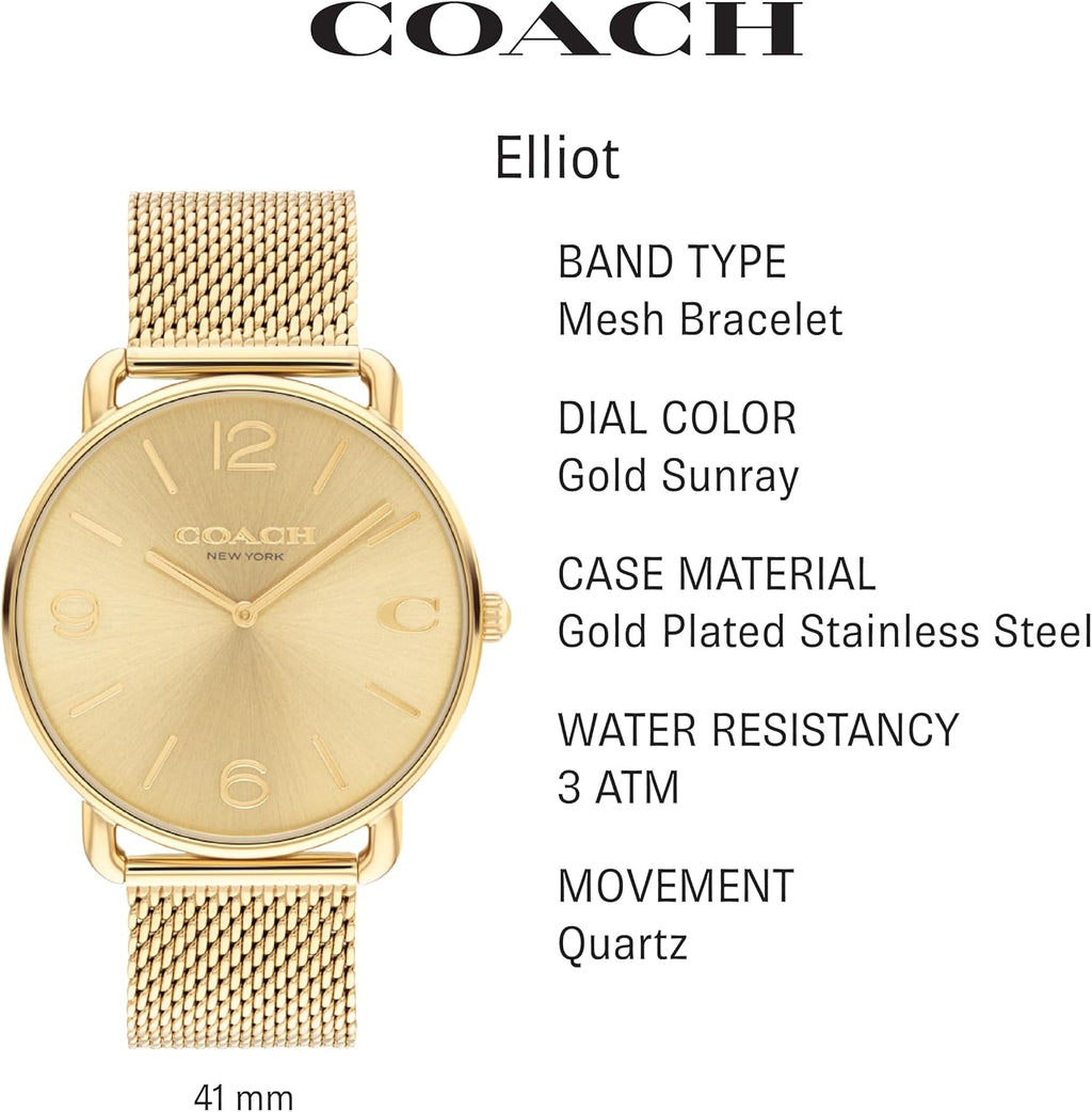 Reloj para hombre Coach Elliot | Elegancia contemporánea con detalles de la firma | Reloj de moda para uso diario