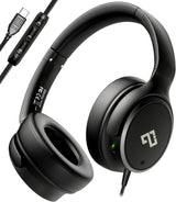 Auriculares USB C con cable sobre la oreja con micrófono HD, auricu...