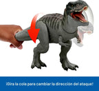 Mattel Jurassic World Rebirth Power Devour - Figura de dinosaurio Tiranosaurio Rex con mordida constante activada por la lengua, luces y sonidos, juego digital