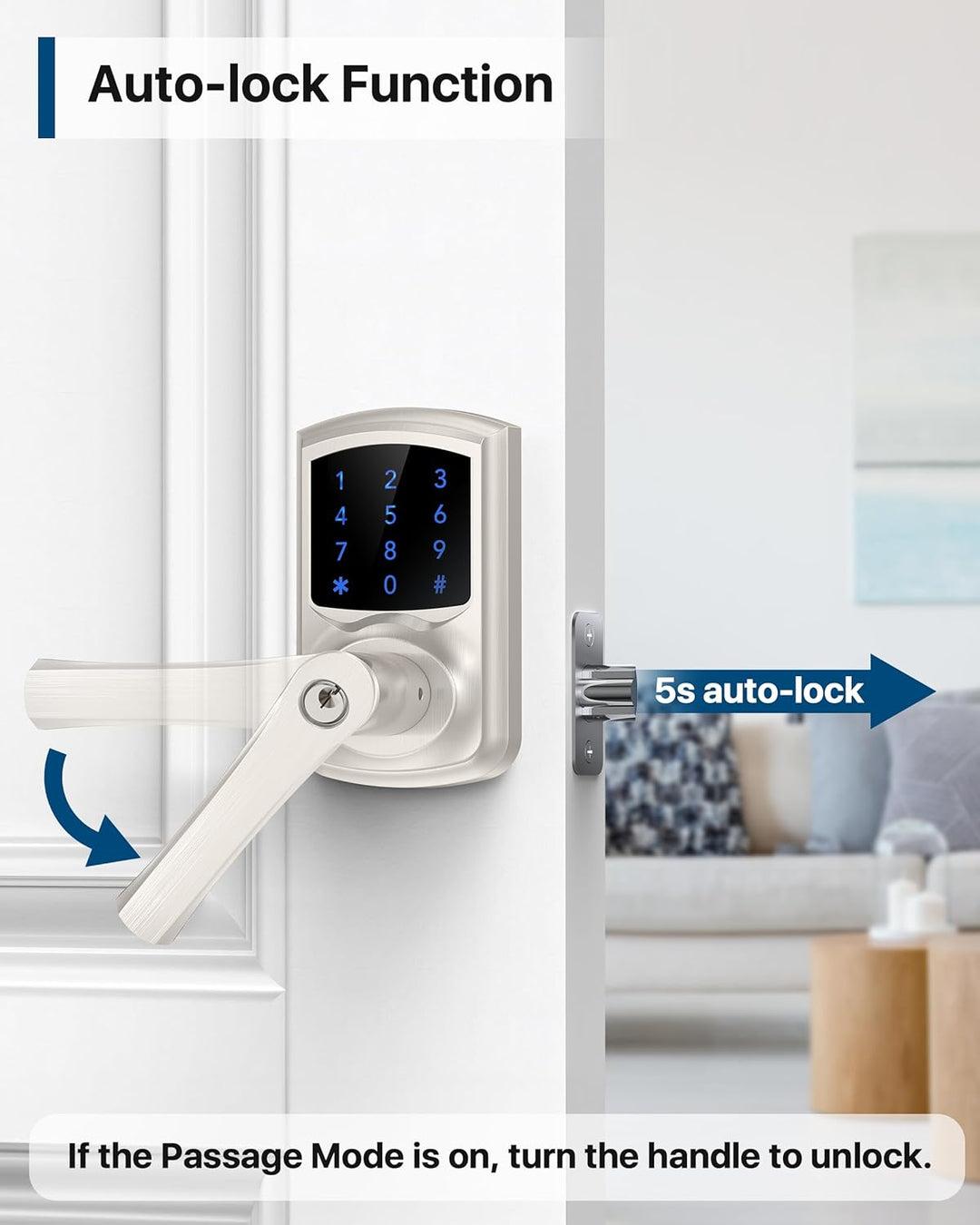 HIDALIFE - Cerradura de puerta sin llave con teclado, cerradura de...