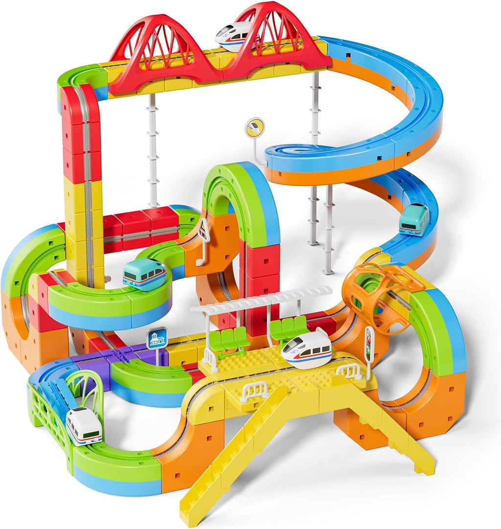 Juego de tren eléctrico, Cubo de pista 3D - Kit de bloques de riel DIY