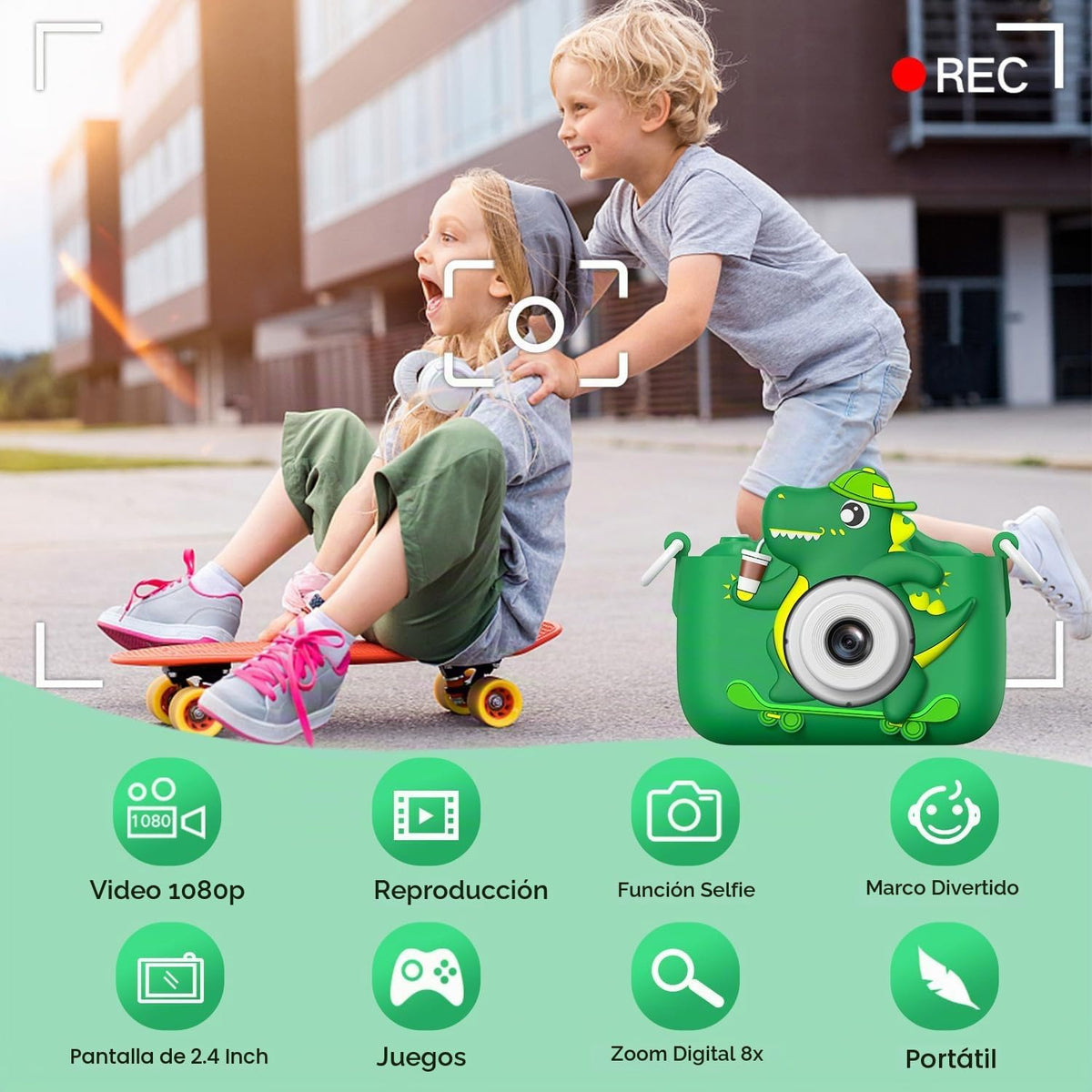 Juguetes de cámara para niños de 3 a 8 años de edad, videocámara digital para niños con cubierta suave de dibujos animados, el mejor regalo de festival de cumpleaños de Navidad para niños