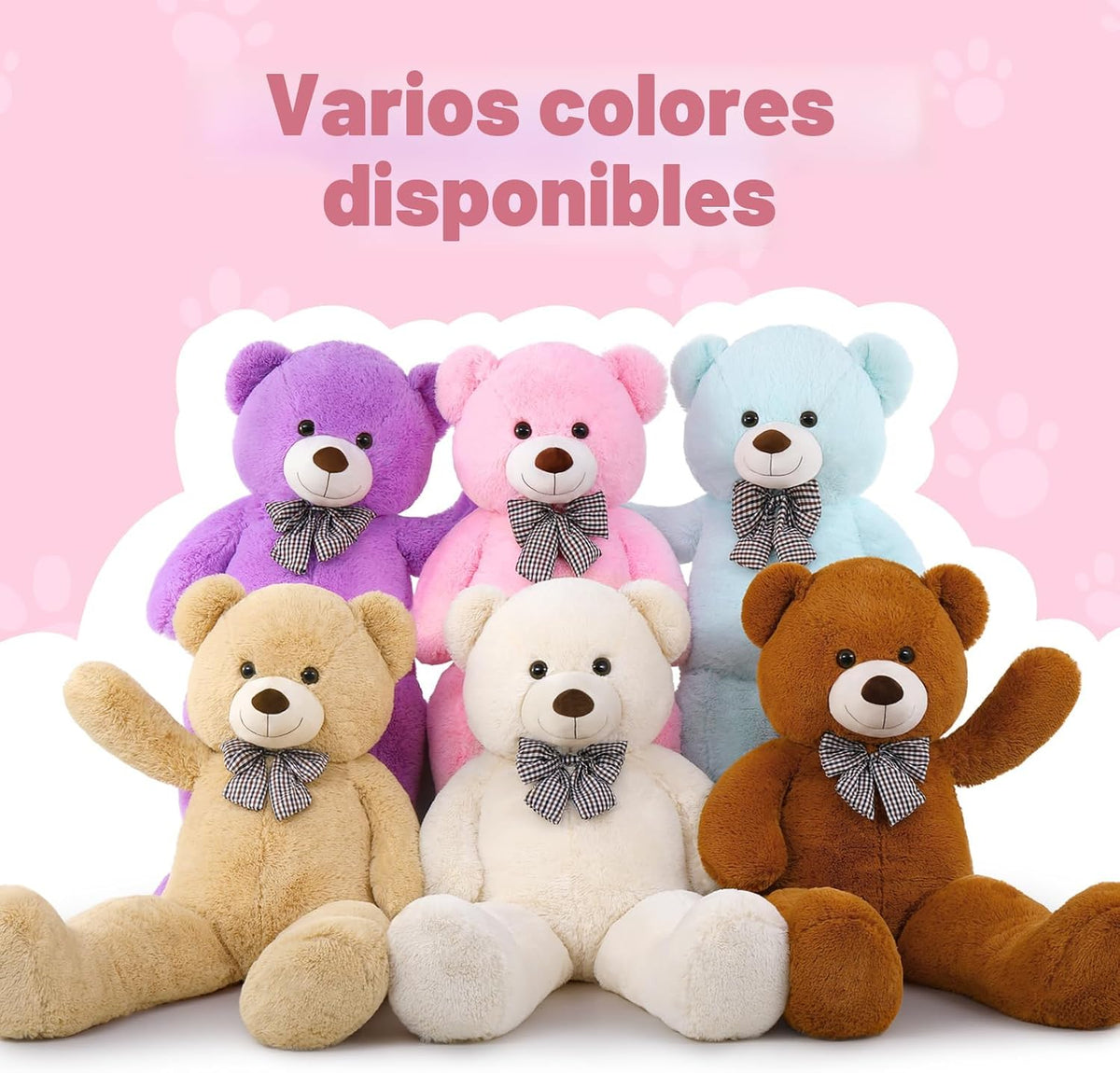 MaoGoLan Oso de peluche gigante de 4 pies, adorable y tierno oso de peluche grande animal de peluche de 47 pulgadas, oso de peluche rosa regalo de peluche decoración para baby shower, fiesta