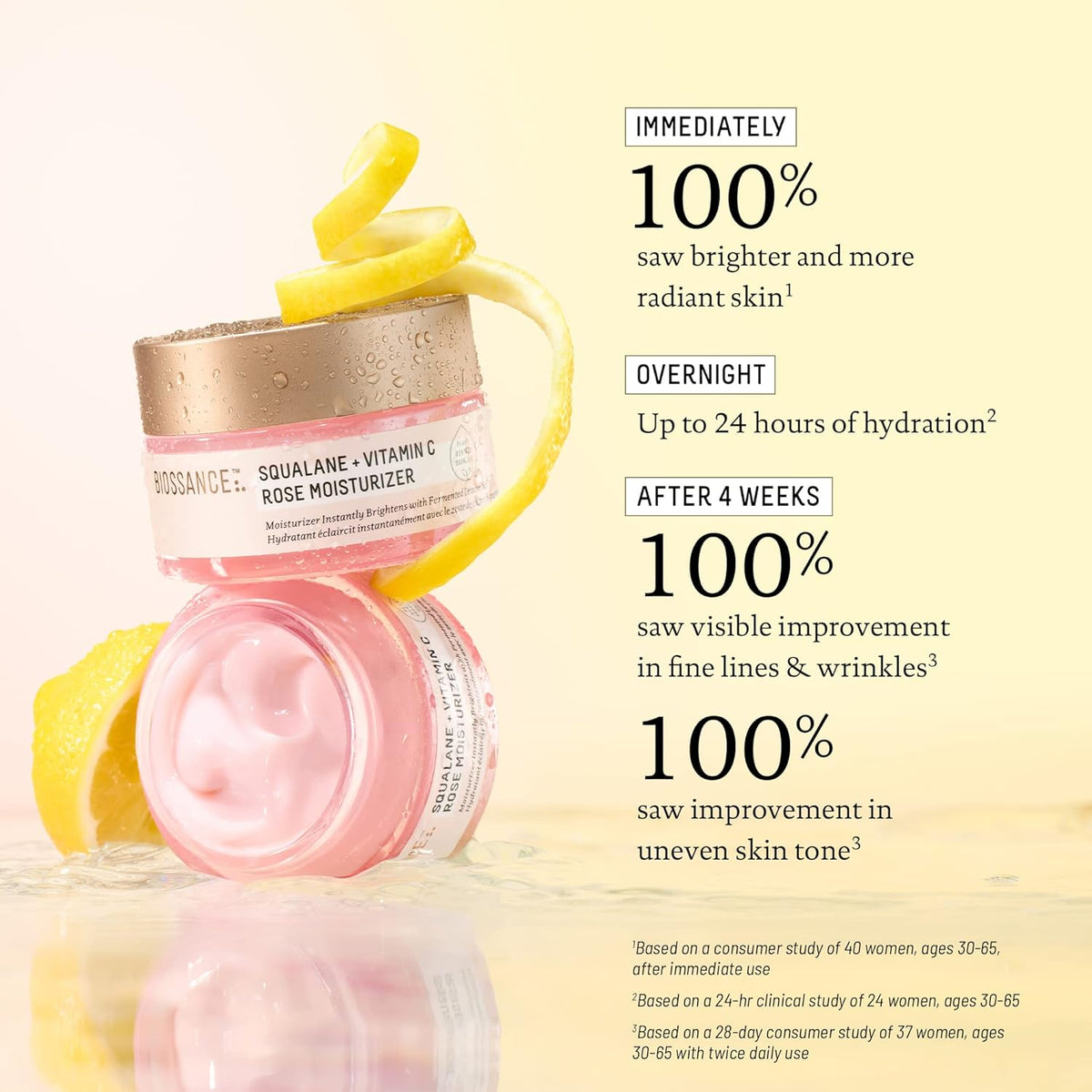 BIOSSANCE Squalane Vitamina C Rose Hidratante facial