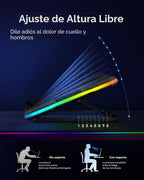 Almohadilla de enfriamiento para laptop, enfriador de laptop con luces RGB, 9 ventiladores para laptops de 15.6-19.3 pulgadas, almohadilla de enfriamiento con ventilador para laptop de