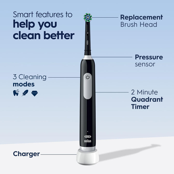 Oral-B Cepillo de dientes eléctrico recargable Pro 1000, color negro
