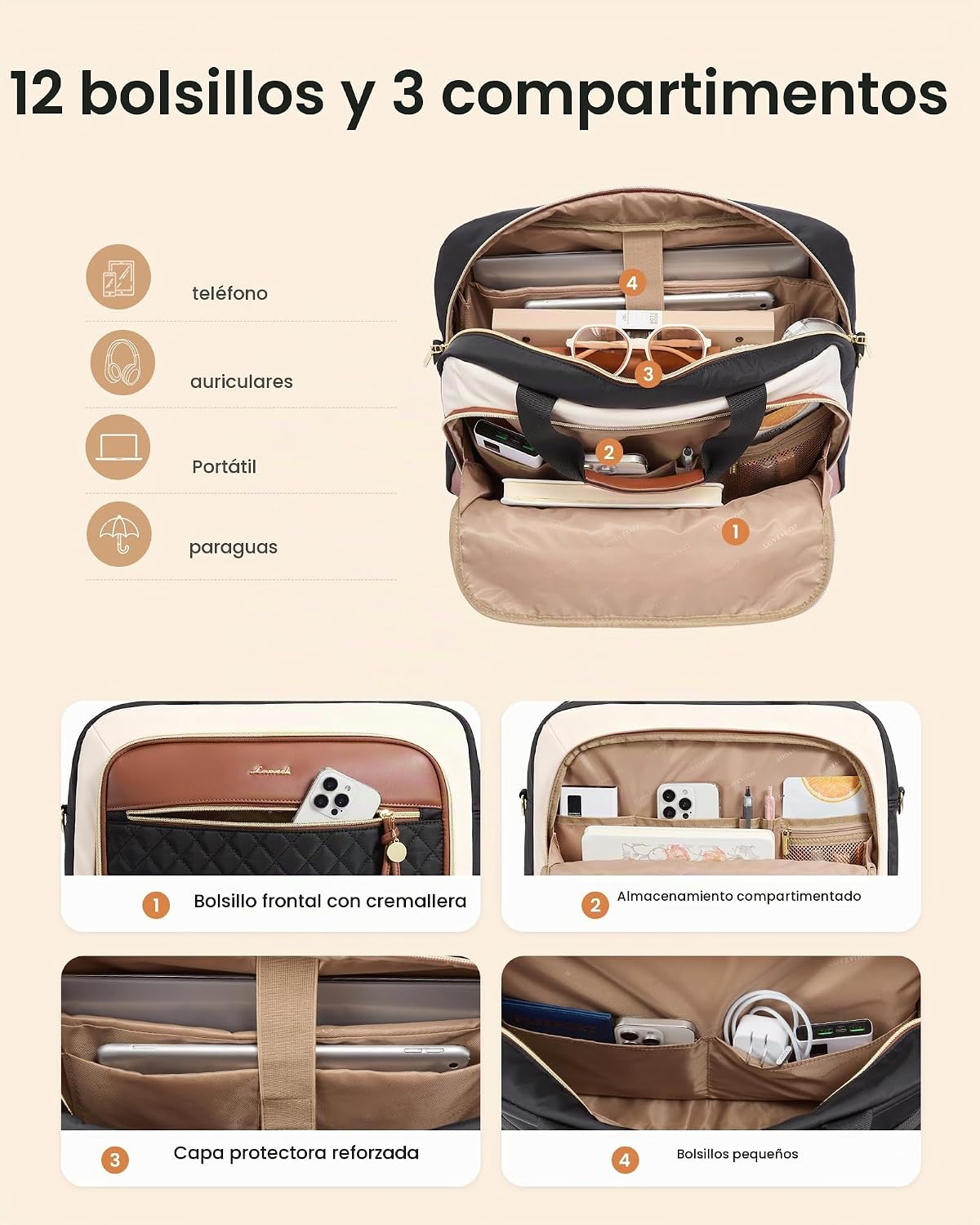 LOVEVOOK Maletín para ordenador portátil para mujer, bolsos de homb...