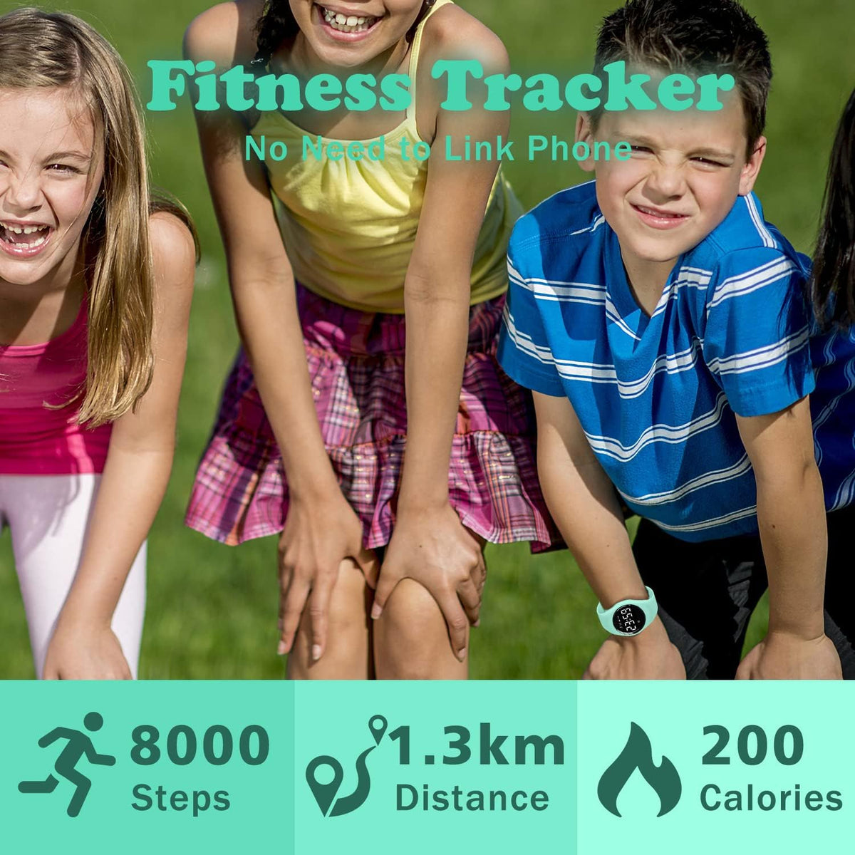 Relojes para niños y niñas, reloj deportivo digital con contador de pasos, podómetro, alarma de vibración, sin aplicación, impermeable, rastreador de fitness, reloj para niños, niñas, adolescentes