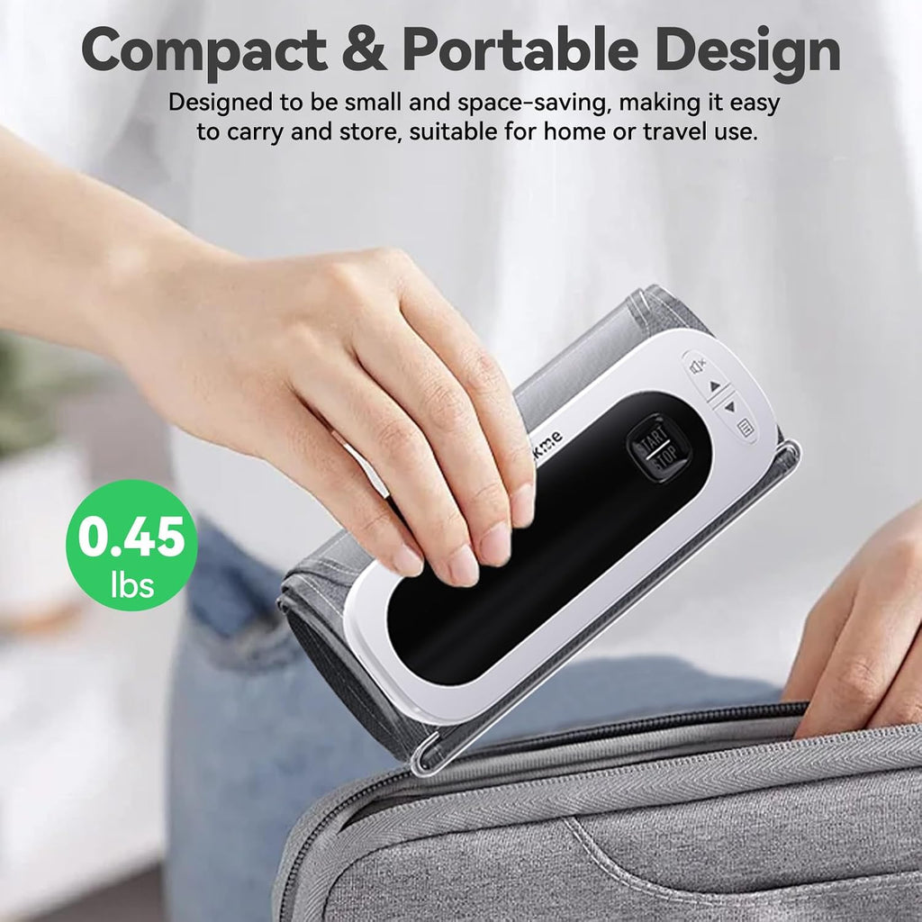 Checkme Monitor de presión arterial recargable, máquina automática de presión arterial superior del brazo, números claros grandes, modo de 2 usuarios, 2 x 199 recuerdos, puño grande, almacenamiento ilimitado en la nube a través de la aplicación Bluetooth
