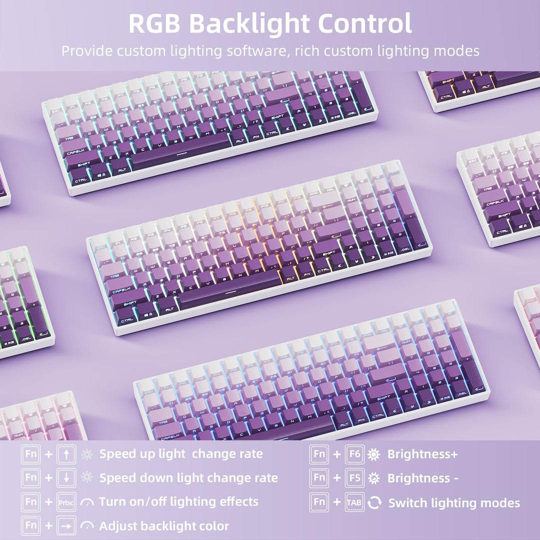 ZORNHER ZH100 Wireless Mechanical Keyboard,98% Purple Creamy Keyboa...