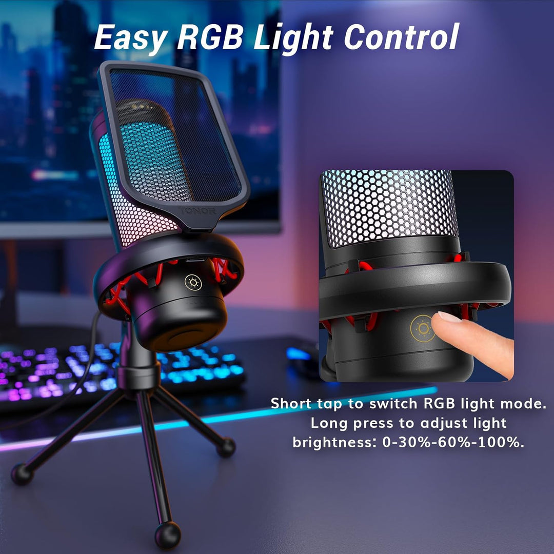 TONOR Micrófono USB Gaming para PC, micrófono de condensador cardio...