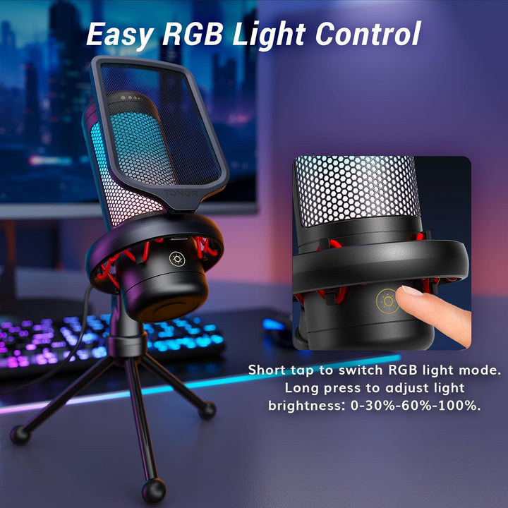 TONOR Micrófono USB Gaming para PC, micrófono de condensador cardio...