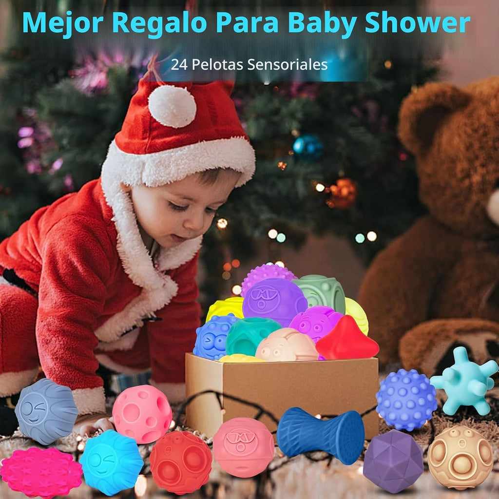 Paquete de 24 bolas sensoriales suaves Montessori juguetes para bebés y
