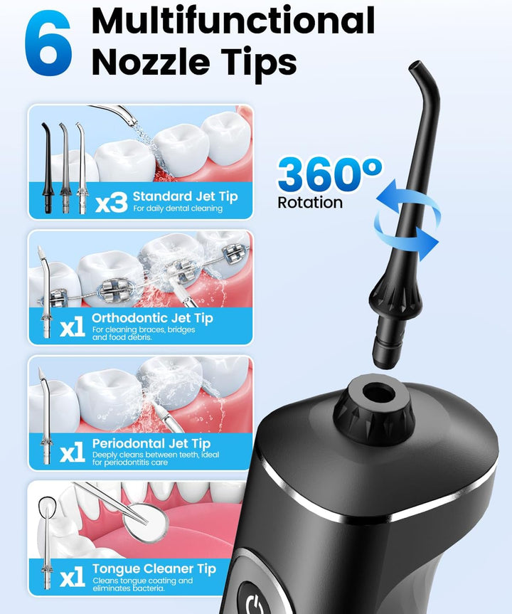 JTF Irrigador bucal portátil para dientes: 3 modos y 10 niveles de...