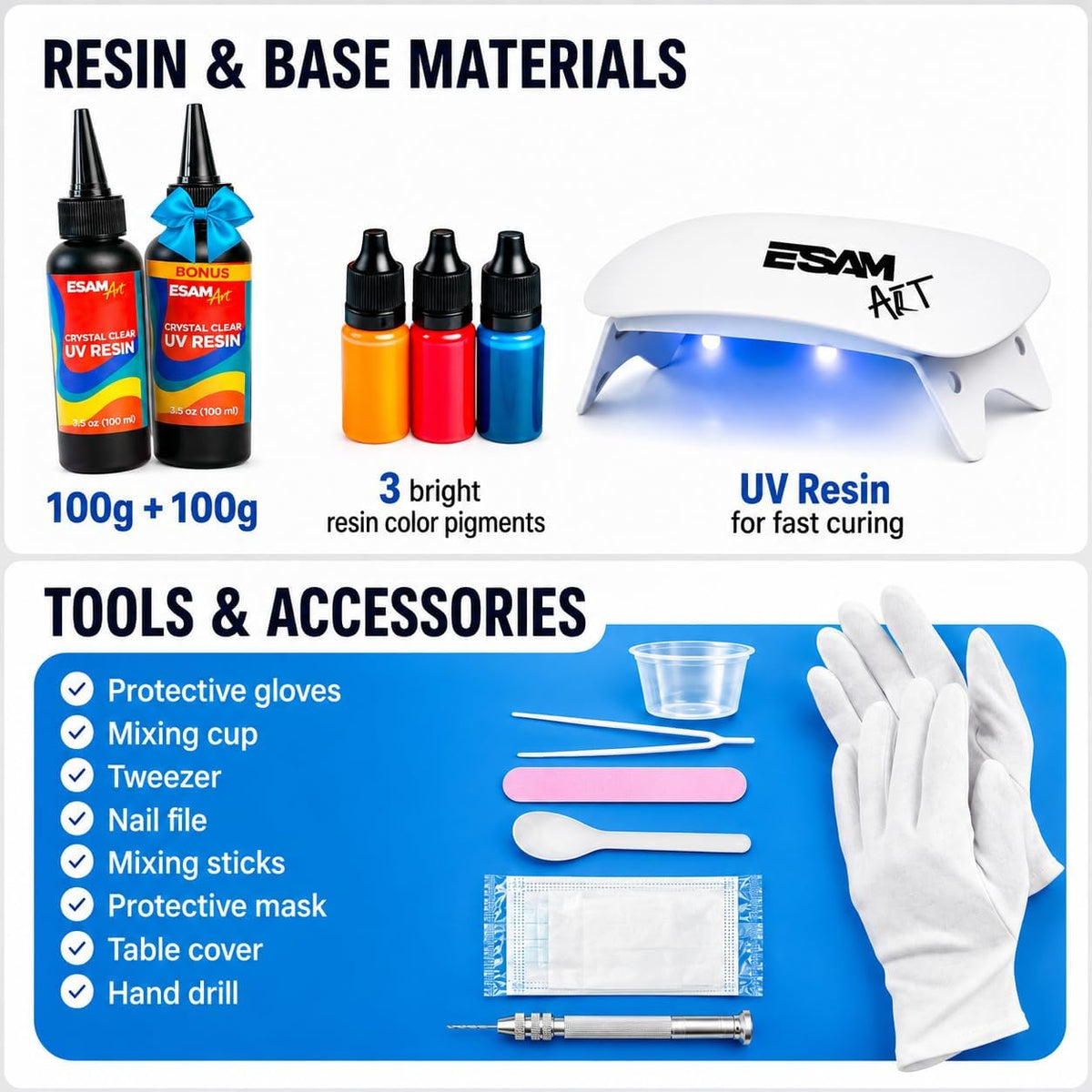 Lámpara ESAM Group Kit de fabricación de joyas de resina UV de lujo para niños