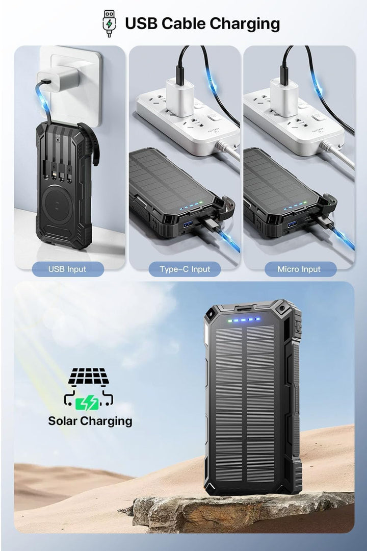 jskei Power Bank - Cargador portátil solar de 49800 mAh, carga inal...