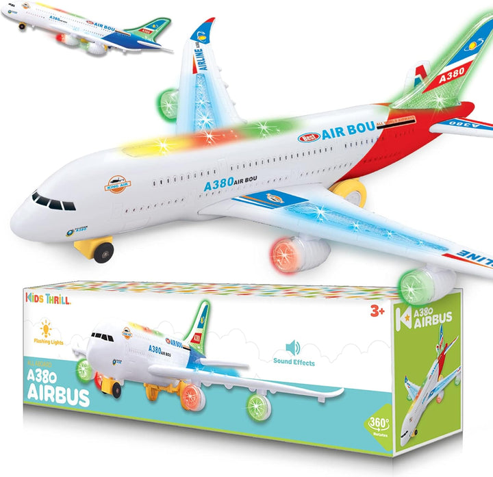 Avión eléctrico Bump and Go Bou A380, para niños, acción divertida,...