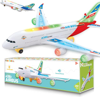 Avión eléctrico Bump and Go Bou A380, para niños, acción divertida,...