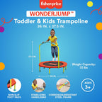 Fisher-Price Mini trampolín, WonderJump 36 pulgadas gorila redonda, multicolor