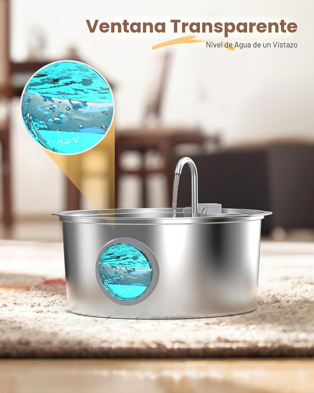 Fuente de agua para perros grandes: 7L/236oz/1.8G fuente para perros de acero inoxidable - Fuente de agua para gatos grandes para interiores - Fuente de agua súper silenciosa para perros en el