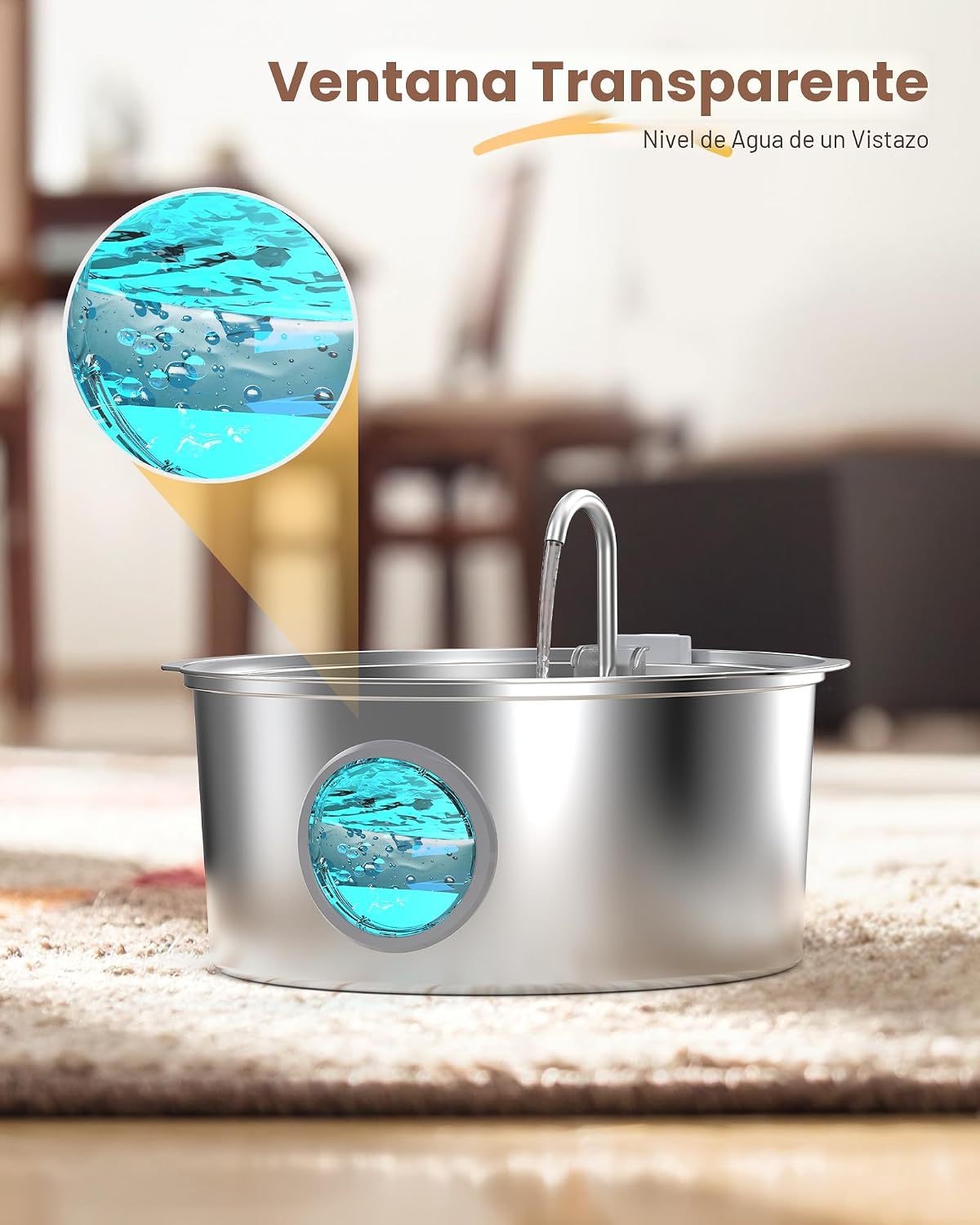Fuente de agua para perros grandes: 7L/236oz/1.8G fuente para perros de acero inoxidable - Fuente de agua para gatos grandes para interiores - Fuente de agua súper silenciosa para perros en el