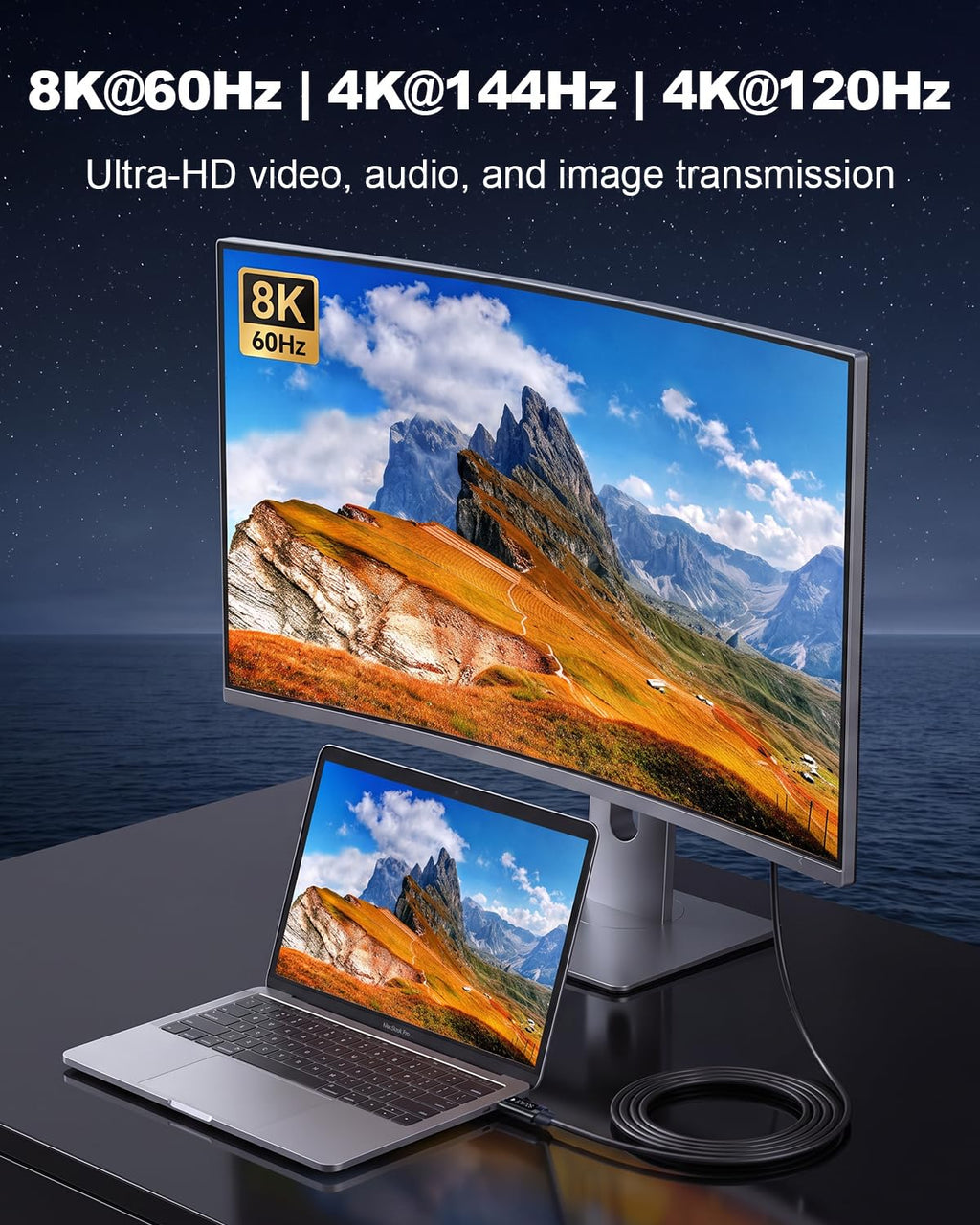 Cable USB C de fibra óptica de 25 pies, cable USB C activo largo a USB C de transferencia de datos de 10 Gbps, cable óptico tipo C de 60 W de carga rápida para VR, AR, cámara, computadora, cámara web
