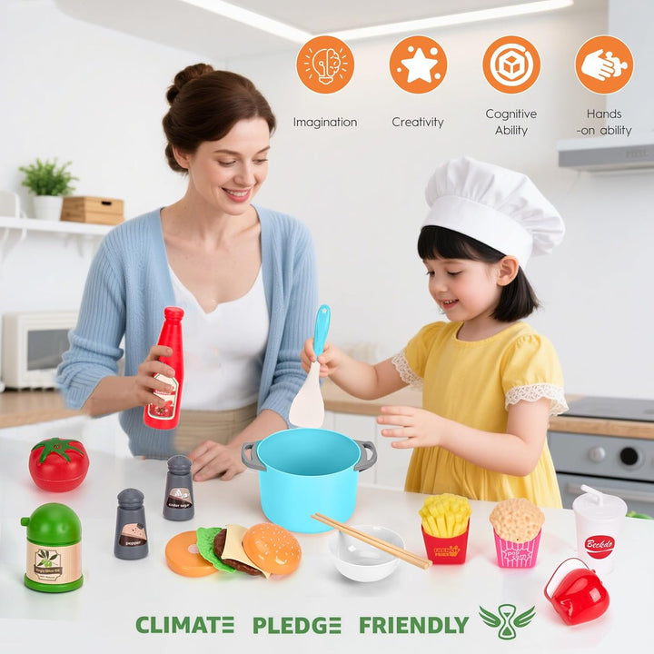 Juego de cocina de 130 piezas, ollas de juego de cocina para niños...