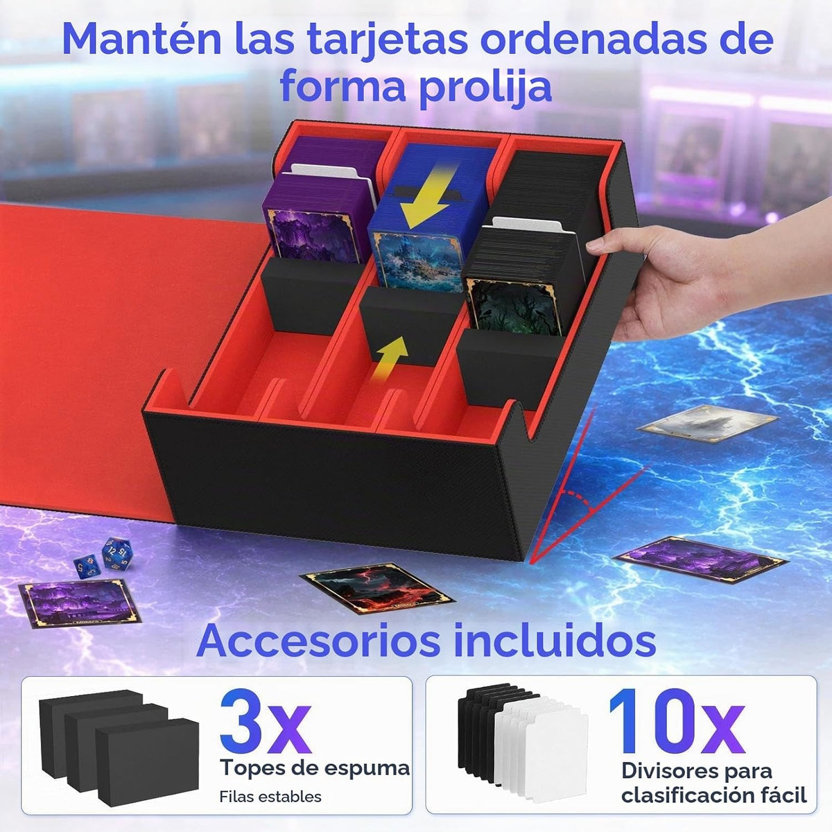 Mlikero Caja de almacenamiento de tarjetas coleccionables, almacenamiento de tarjetas a granel para más de 1800 tarjetas con funda, organizador de tarjetas de cierre magnético de piel sintética con 10