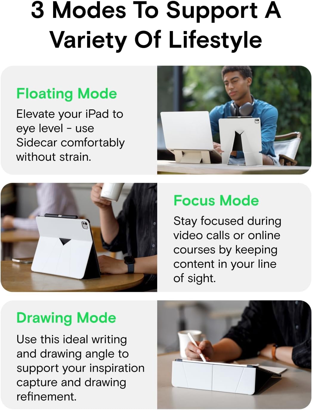 MOFT Funda tipo libro para iPad Air de 13 pulgadas M3/M2 (2025/2024) – Funda protectora con soporte para lápiz desmontable, visión multiángulo, funda de piel MOVAS, apagado y encendido automático