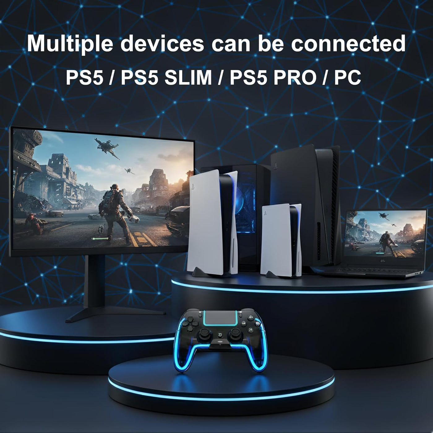 VioraTech Wireless Controller for PS5 with Hall Effect Joysticks, R...