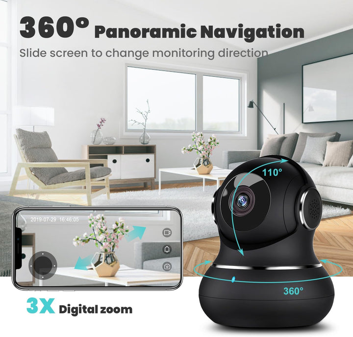 litokam Cámara interior 2K, 360 cámaras de seguridad para el hogar...