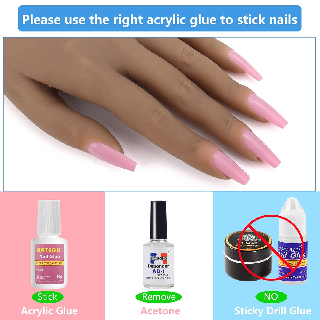 LIONVISON Mano de práctica de silicona para uñas acrílicas con sopo...