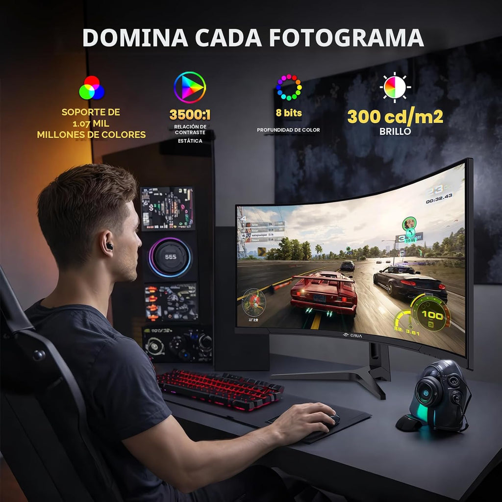 CRUA Monitor curvo para juegos de 34 pulgadas, 240 Hz WQHD 3440 x 1...